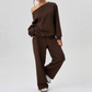 Casual Women’s Co-Ord Set｜Loose Scoop Neck Top + Wide Leg Pants｜Comfortable Everyday Wear