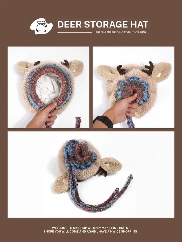 🎁🎄Christmas Sale 49% OFF! 🦌Original design Festive Christmas Antler Hat🧶