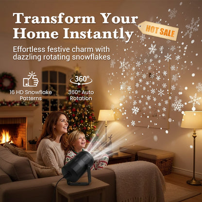 LED Christmas Projection Lamp 5V/1A with 16 Patterns USB Powered for Home & Car Use Dynamic Stage Projector for Holiday Party Atmosphere