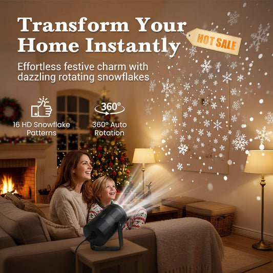 LED Christmas Projection Lamp 5V/1A with 16 Patterns USB Powered for Home & Car Use Dynamic Stage Projector for Holiday Party Atmosphere