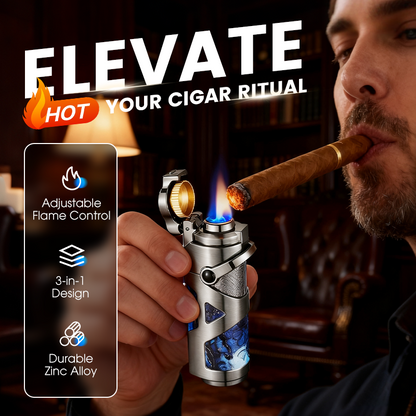 📢50 % OFF !!⏰Windproof & Multifunctional Portable Cigar Lighter