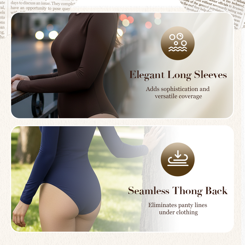 Women's Stretch Long Sleeve Crew Neck Bodysuit