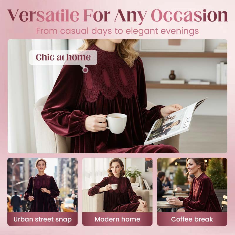 Vintage-Inspired Lace Panel Tunic Dress