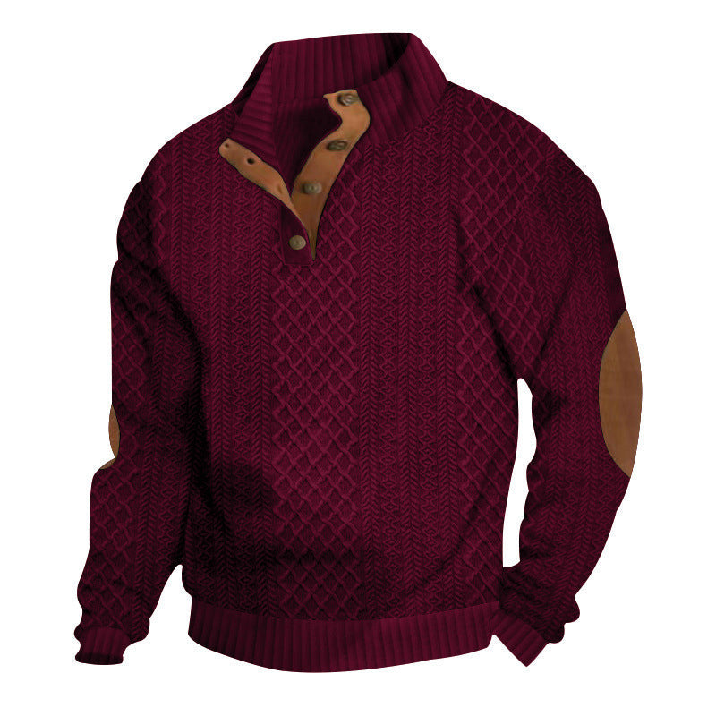 📢📢50%  OFF !! ⏰Men's Textured Jacquard Collared Sweatshirt - BUY 3 FREE SHIPPING