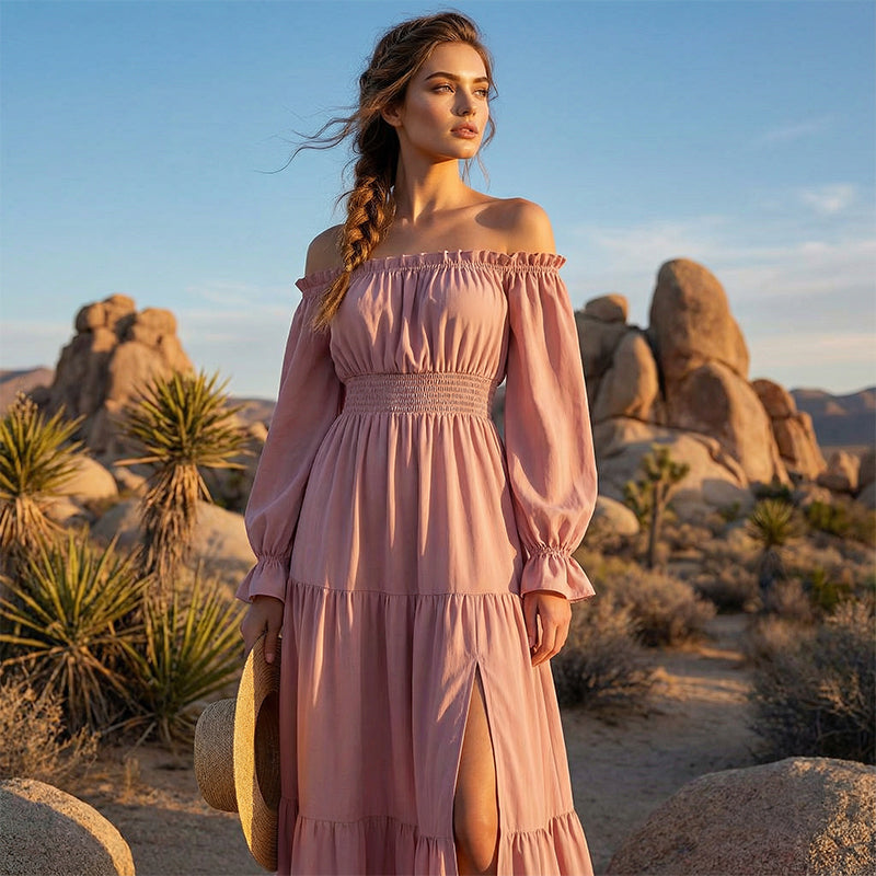 Women's Off-Shoulder High-Waist Dress