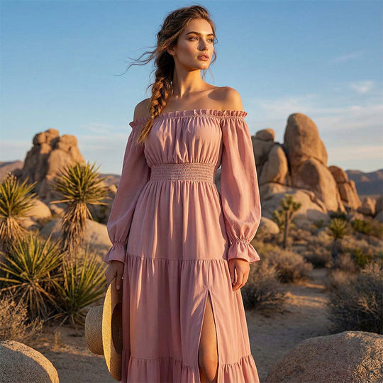 Women's Off-Shoulder High-Waist Dress