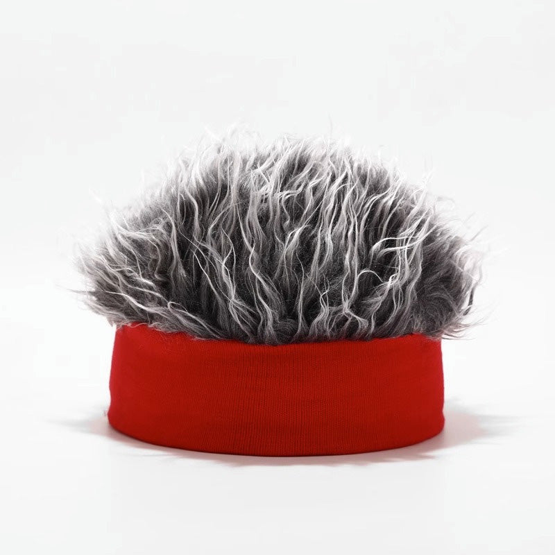 Red Brim with Gray Wig