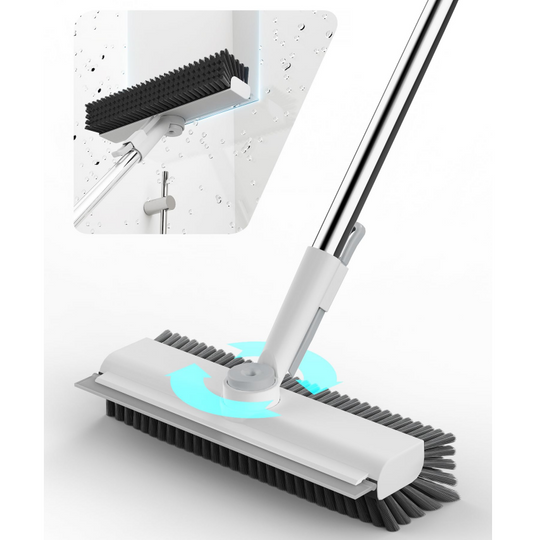 Floor Scrub Brush with Long Handle, cleaning brush,3 in 1 Scrape and Heavy-Duty Stiff Bristle Scrubber Brush for Cleaning Shower Bathroom, Patio, Garage, Kitchen, Wall and Deck,Christmas Gifts