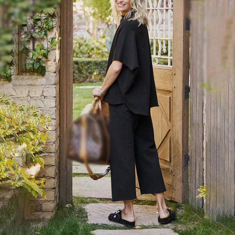 🔥LAST DAY SALE 50% OFF!!✨Women's 3/4 Sleeve Capelet Wide-Leg Pants Set