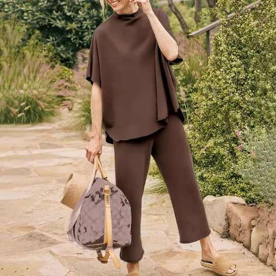 🔥LAST DAY SALE 50% OFF!!✨Women's 3/4 Sleeve Capelet Wide-Leg Pants Set