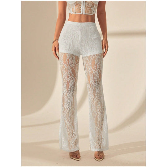 👖66% OFF!🌞Elegant Lace Flare Pants with High-Waisted Design