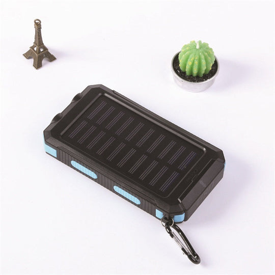 Sudrov 20000mAh Solar Power Bank Suitable for All Mobile Devices, Features Dual Flashlights, Carabiner, and Thermometer