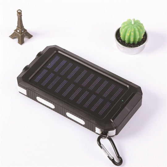 Sudrov 20000mAh Solar Power Bank Suitable for All Mobile Devices, Features Dual Flashlights, Carabiner, and Thermometer