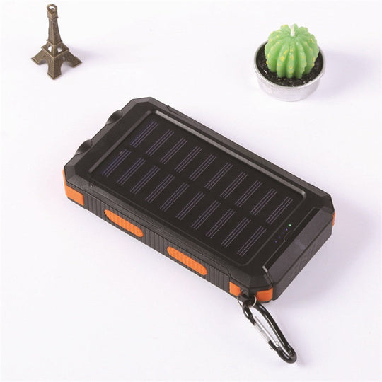 Sudrov 20000mAh Solar Power Bank Suitable for All Mobile Devices, Features Dual Flashlights, Carabiner, and Thermometer