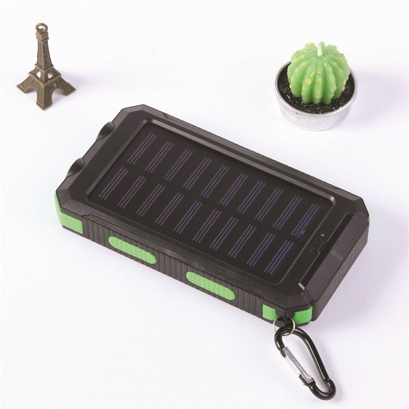 Sudrov 20000mAh Solar Power Bank Suitable for All Mobile Devices, Features Dual Flashlights, Carabiner, and Thermometer