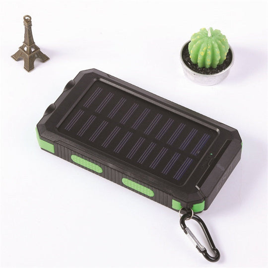 Sudrov 20000mAh Solar Power Bank Suitable for All Mobile Devices, Features Dual Flashlights, Carabiner, and Thermometer