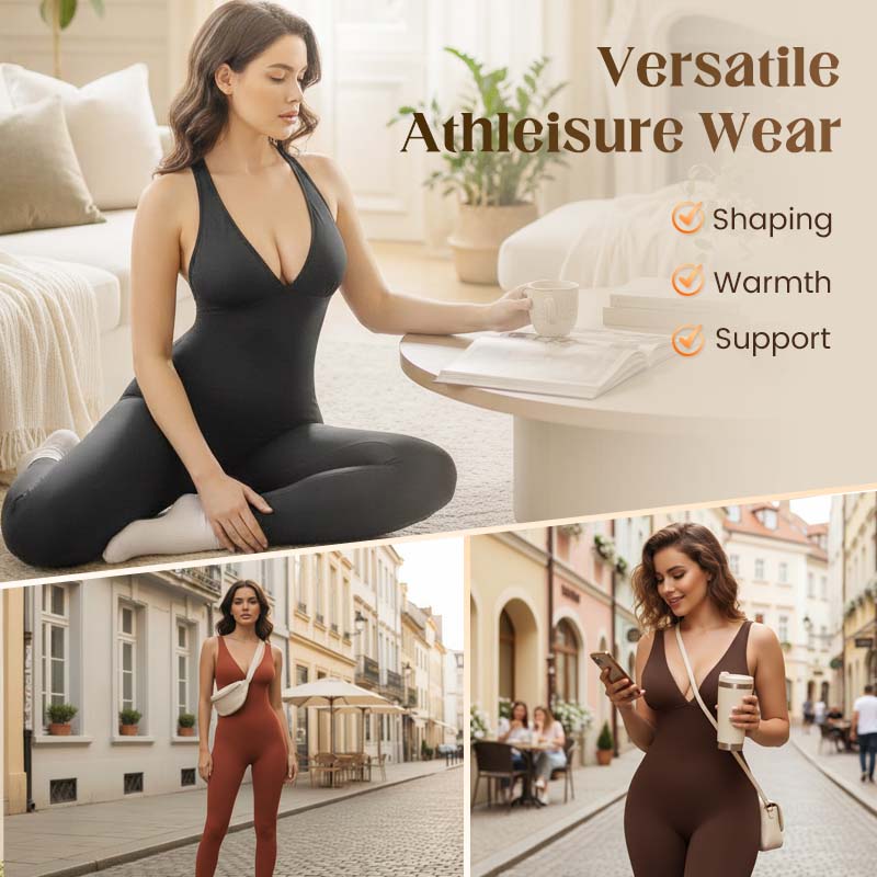 🥳2026 HOT SALE🥳💞50K+ SOLD!🌸🦋50% OFF High-Stretch V-Neck Jumpsuit – All-day ease for fitness & beyond. Breathable, flexible & effortlessly chic. Your go-to for movement. 🧘‍♀️💫