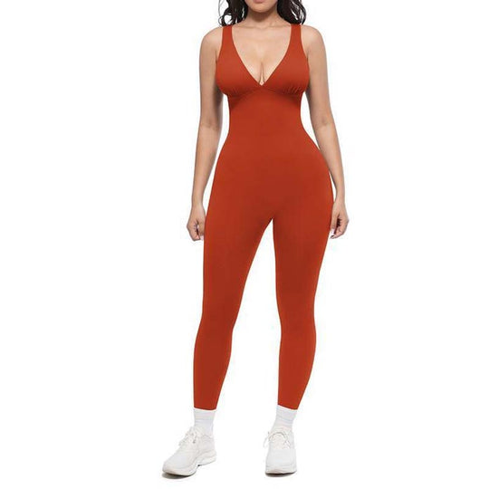 🥳2026 HOT SALE🥳💞50K+ SOLD!🌸🦋50% OFF High-Stretch V-Neck Jumpsuit – All-day ease for fitness & beyond. Breathable, flexible & effortlessly chic. Your go-to for movement. 🧘‍♀️💫