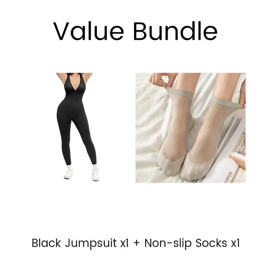 🥳2026 HOT SALE🥳💞50K+ SOLD!🌸🦋50% OFF High-Stretch V-Neck Jumpsuit – All-day ease for fitness & beyond. Breathable, flexible & effortlessly chic. Your go-to for movement. 🧘‍♀️💫