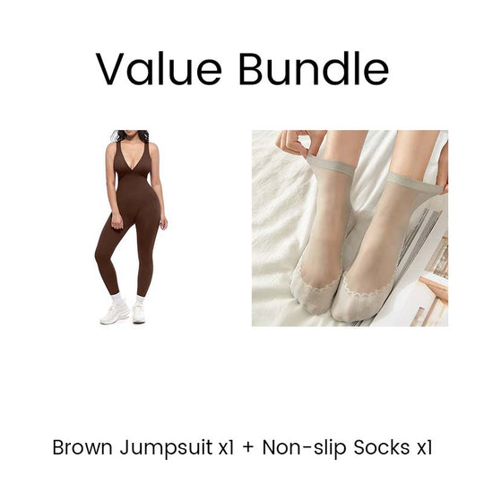 🥳2026 HOT SALE🥳💞50K+ SOLD!🌸🦋50% OFF High-Stretch V-Neck Jumpsuit – All-day ease for fitness & beyond. Breathable, flexible & effortlessly chic. Your go-to for movement. 🧘‍♀️💫