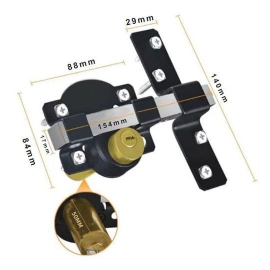 50/70mm Long Throw Gate Lock with 5 Keys