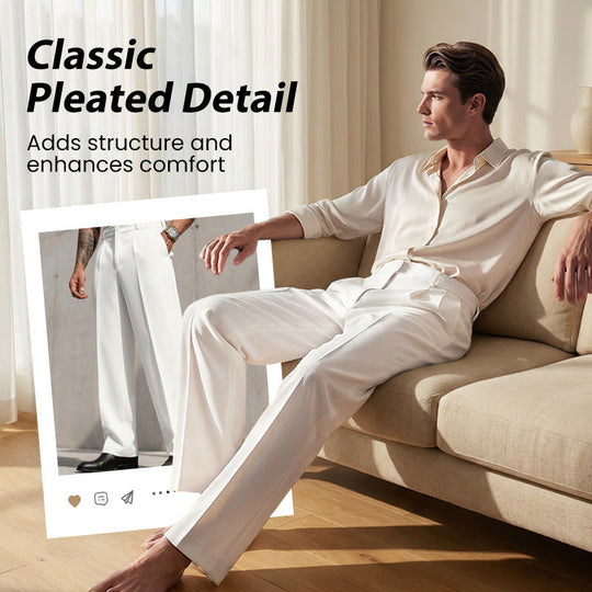 🥳2026 HOT SALE🥳💞50K+ SOLD!☀️☕50% OFF! Men's Casual Wide-Leg Pants – Breezy pleated front, easy pull-on style. Dress up or down for any summer day. A wardrobe essential. 👖🕊️
