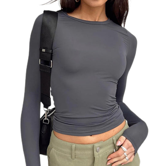 Women's Long Sleeve Crew Neck Slim Fit T-Shirt