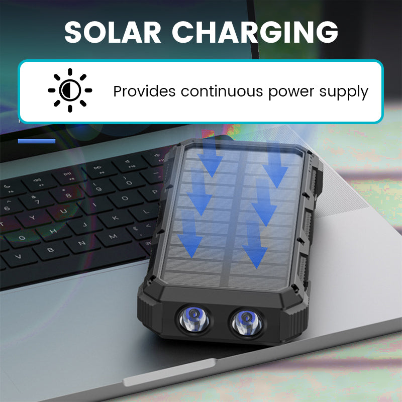 High-Capacity Solar Power Bank with Built-in Light