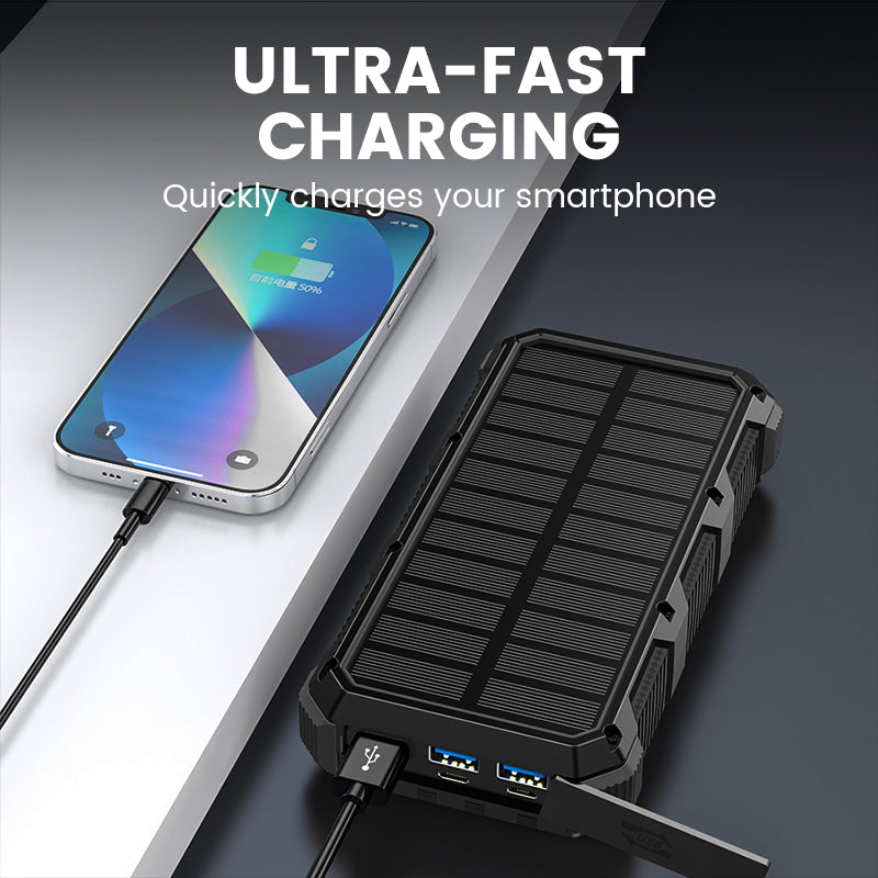 High-Capacity Solar Power Bank with Built-in Light