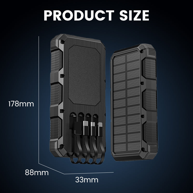 High-Capacity Solar Power Bank with Built-in Light