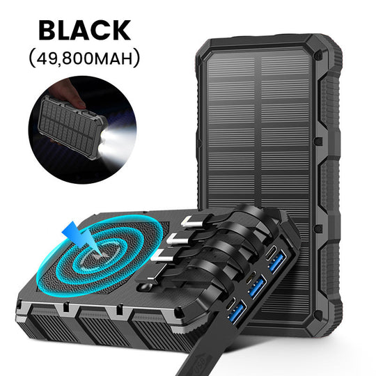 High-Capacity Solar Power Bank with Built-in Light