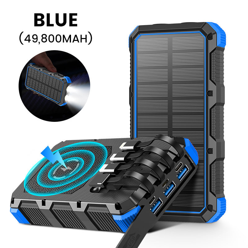 High-Capacity Solar Power Bank with Built-in Light