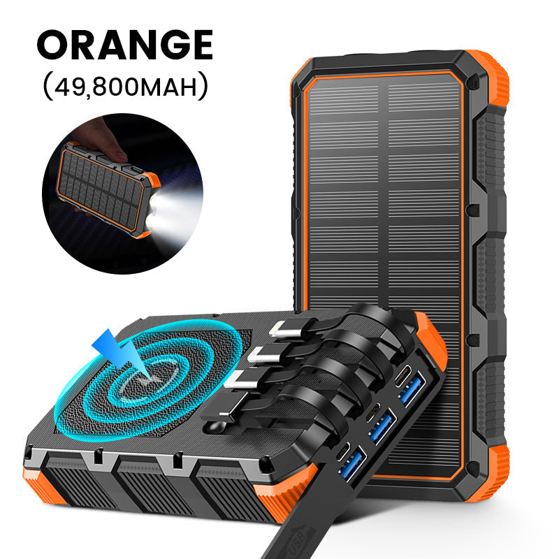 High-Capacity Solar Power Bank with Built-in Light