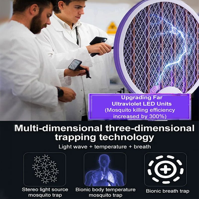 2 in 1 Wall-Mounted Collapsible USB Rechargeable Mosquito Swatter & Mosquito Lights