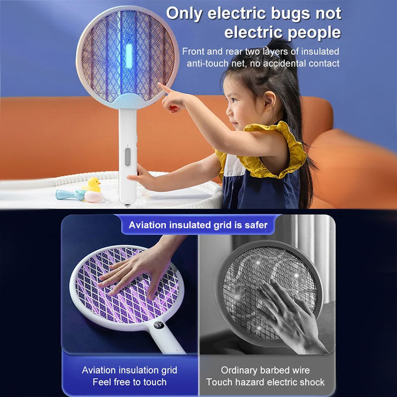 2 in 1 Wall-Mounted Collapsible USB Rechargeable Mosquito Swatter & Mosquito Lights