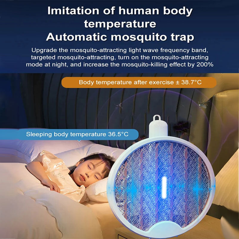 2 in 1 Wall-Mounted Collapsible USB Rechargeable Mosquito Swatter & Mosquito Lights