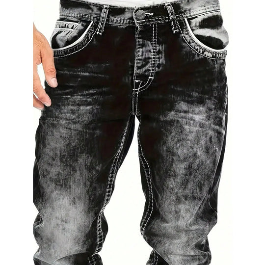 Men's Fashion Creative Stretch Denim Jeans,Minimalist Style Suitable For Summer, Emo Style