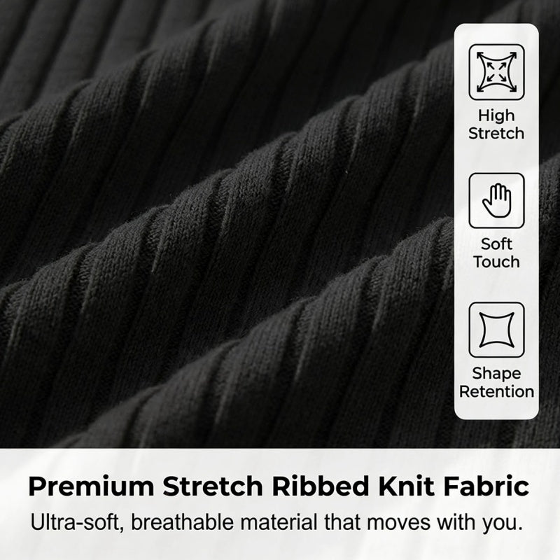 Men's Short Sleeve Ribbed Knit Zip-Up Shirt