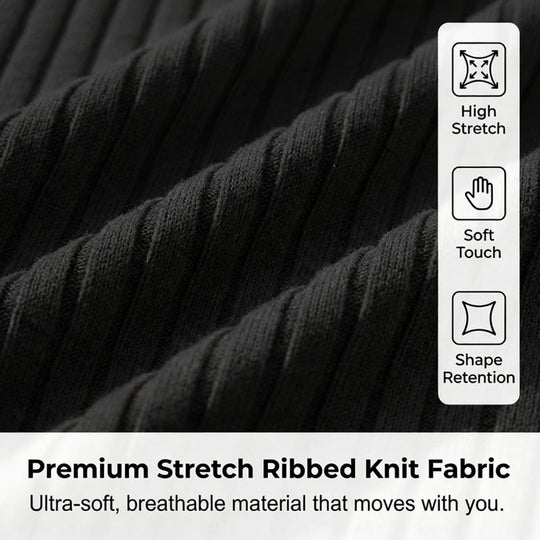 Men's Short Sleeve Ribbed Knit Zip-Up Shirt