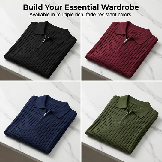 Men's Short Sleeve Ribbed Knit Zip-Up Shirt