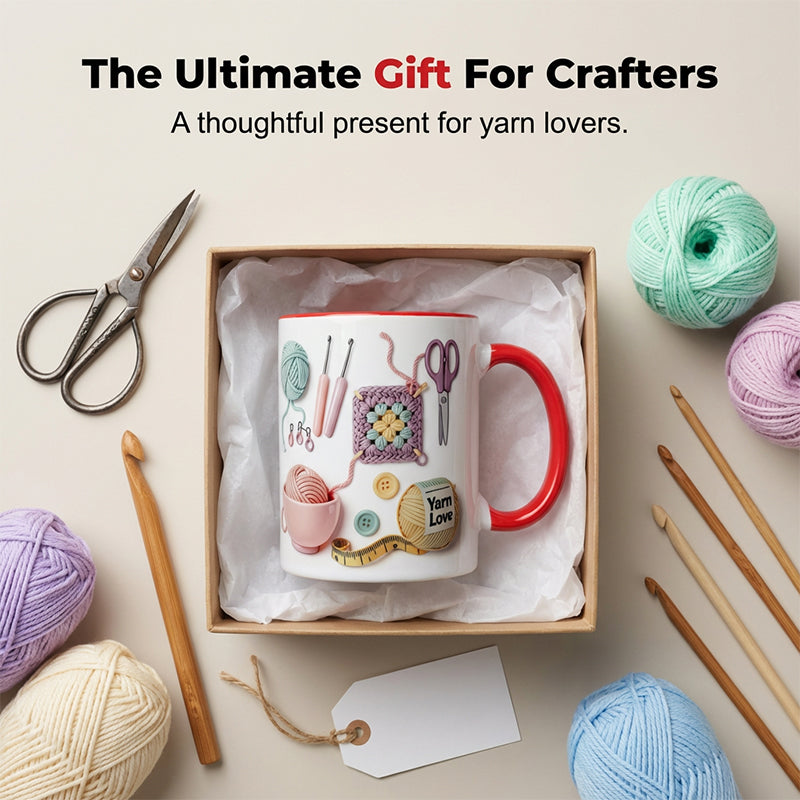 🔥LAST DAY SALE 50% OFF!!🏆Flash Sale⚡ 50K+ SOLD! Almost Gone💥Yarn Love Mug, Gift For Crafters And Creative Souls