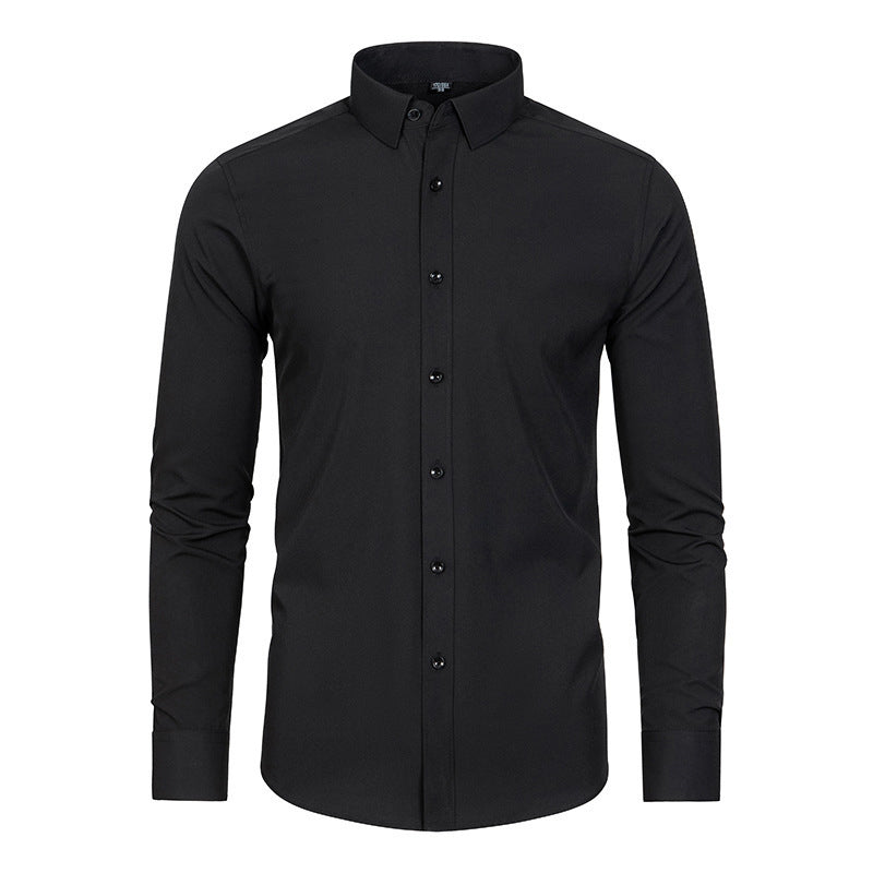 Men's Silky Wrinkle Resistant Solid Color Stretch Shirt