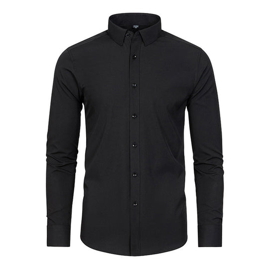 Men's Silky Wrinkle Resistant Solid Color Stretch Shirt