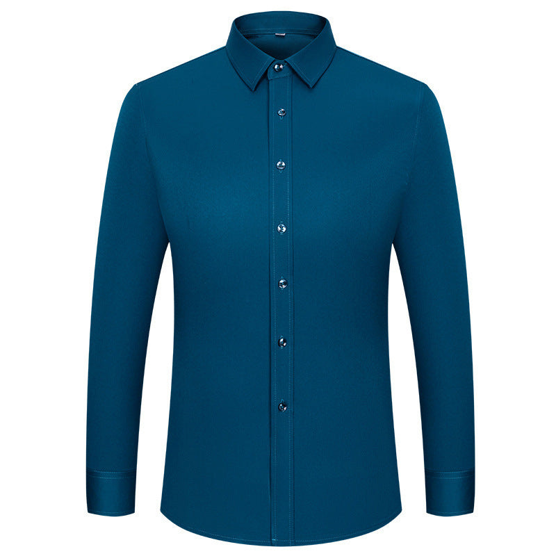 Men's Silky Wrinkle Resistant Solid Color Stretch Shirt