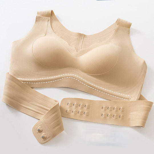 【Postural correction】Women’s Beige Wireless Bra, Soft Breathable Non-removable Moulded Cups, Yoga Fitness Sportswear for Gym & Daily Training