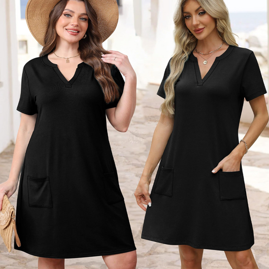 🥳SUMMER HOT SALE🥳💞50K+ SOLD!💥50% OFF! 🔥Women's Casual Loose Fit Short Sleeve Dress