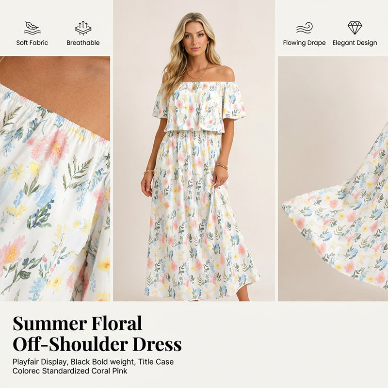 Women's Off The Shoulder Dress Wedding Guest Dress Summer Casual Long Ruffle Party Side Split Beach Maxi Dresses with Pockets