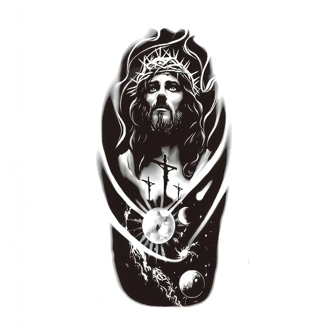 Large Black Temporary Tattoo Stickers - Tribal Wolves, Tigers, Lions, Snakes, Skulls, 12 Fake Tattoo Stickers for Men & Women Arm Designs
