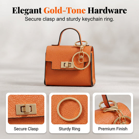 Mini Square Bag Pendant Keychain - High Quality Leather with Colorful Strap