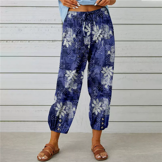 Vintage Floral High-Waist Jogger Pants